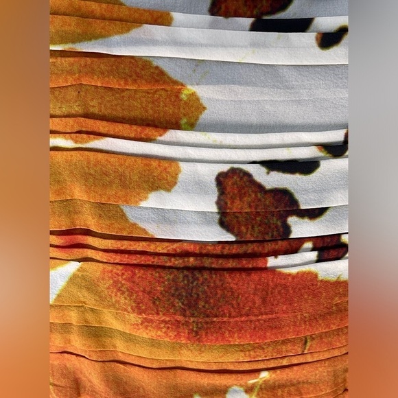 Alice + Olivia Valerie Silk Ruched Mesh Orange White Green Sleeveless Dress SZ 6 - Picture 10 of 12